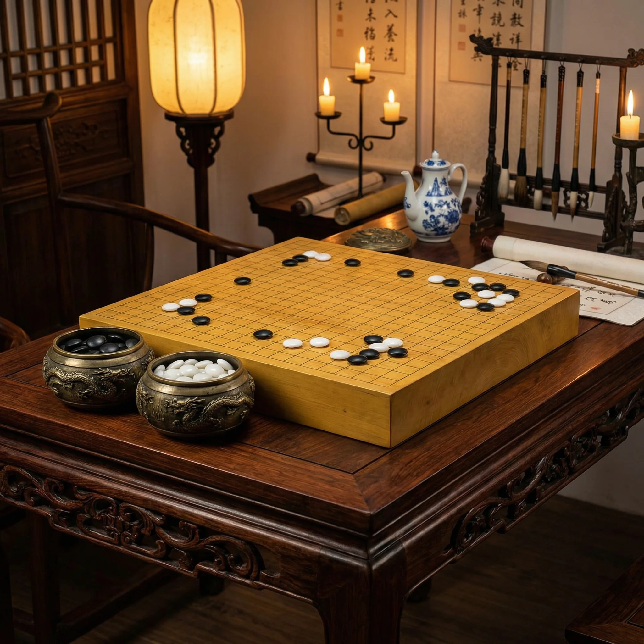 古代围棋棋盘与玉石棋子 - ev扑克 鉴赏